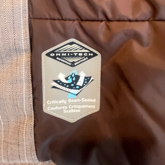 SOLD: Columbia Brown Striped Omni-Tech Ski and Snowboarding Jacket Hooded M - Picture 9 of 11